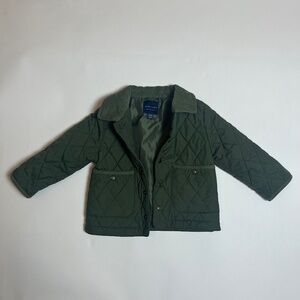 Janie and Jack 18-24M Green Quilted Jacket with corduroy collar